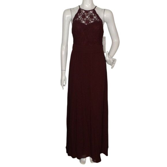 Bill Levkoff Dresses & Skirts - new BILL LEVKOFF Maxi Dress/Gown, 12, SAMPLE, Burgundy, Lace Neckline, Halter
